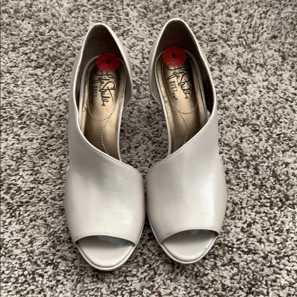 Nude open heels
